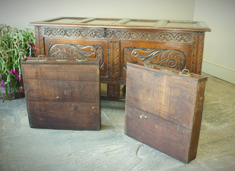 A Rare 17th Century Oak Mule Chest/ Coffer.