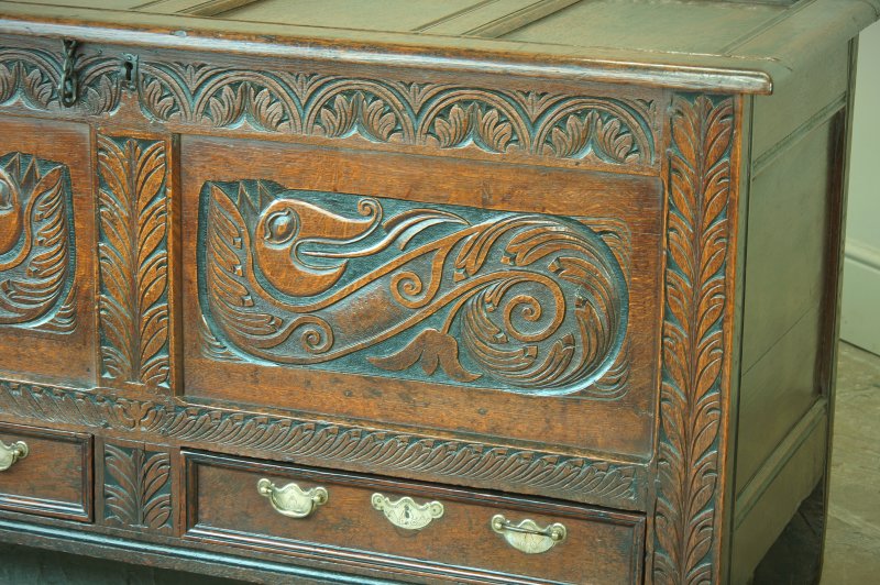 A Rare 17th Century Oak Mule Chest/ Coffer.