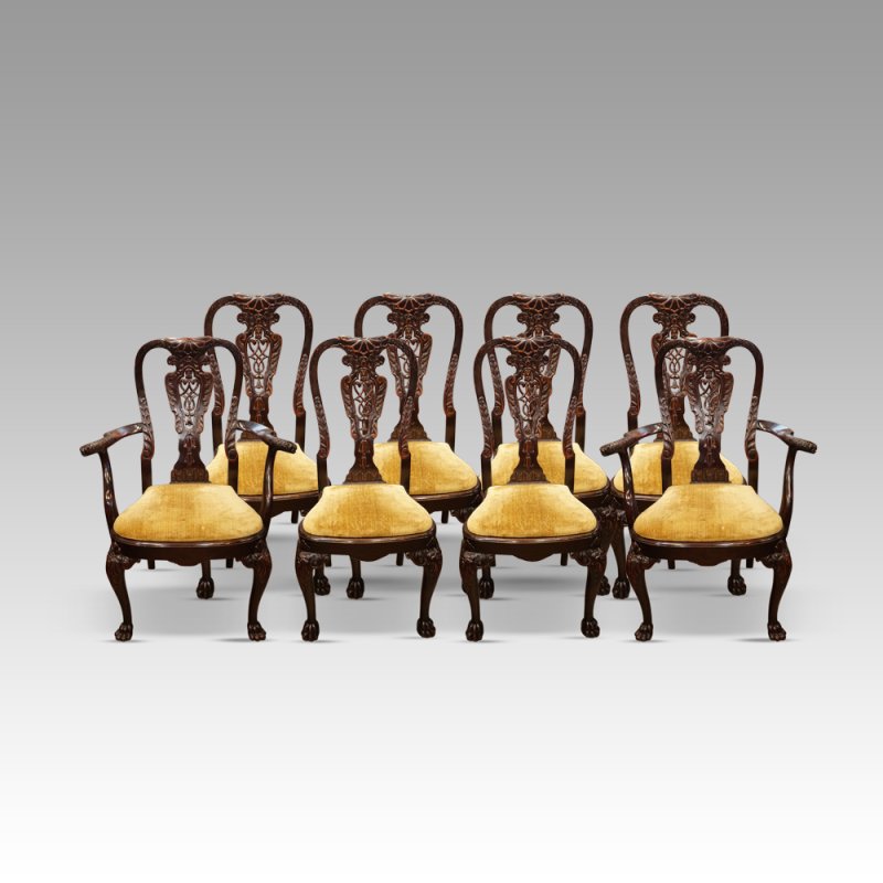 George I style set of 8 dining chairs