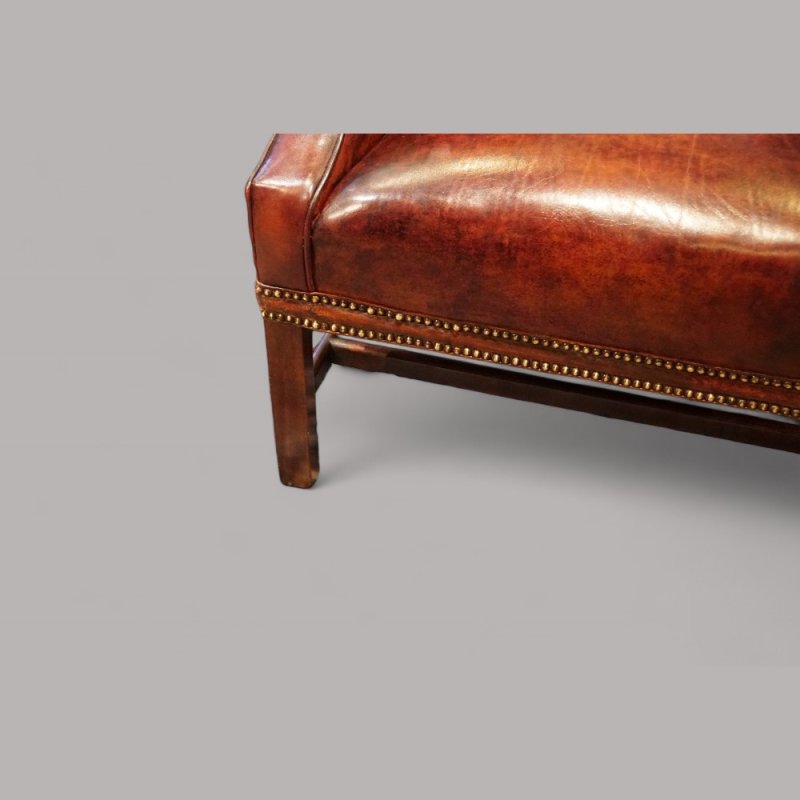 George V tortoiseshell leather wing chair