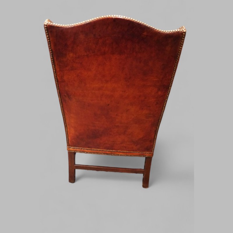 George V tortoiseshell leather wing chair