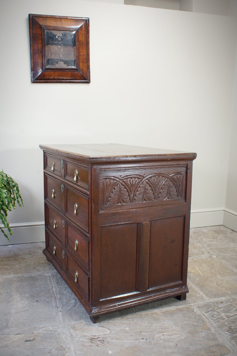 17th Century Moulded Oak Chest Of Drawers.