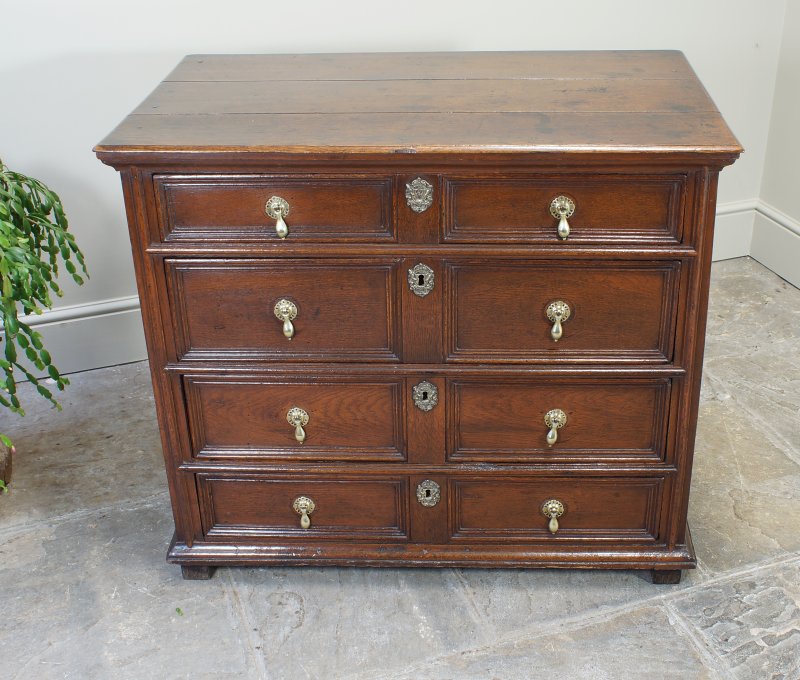 17th Century Moulded Oak Chest Of Drawers.