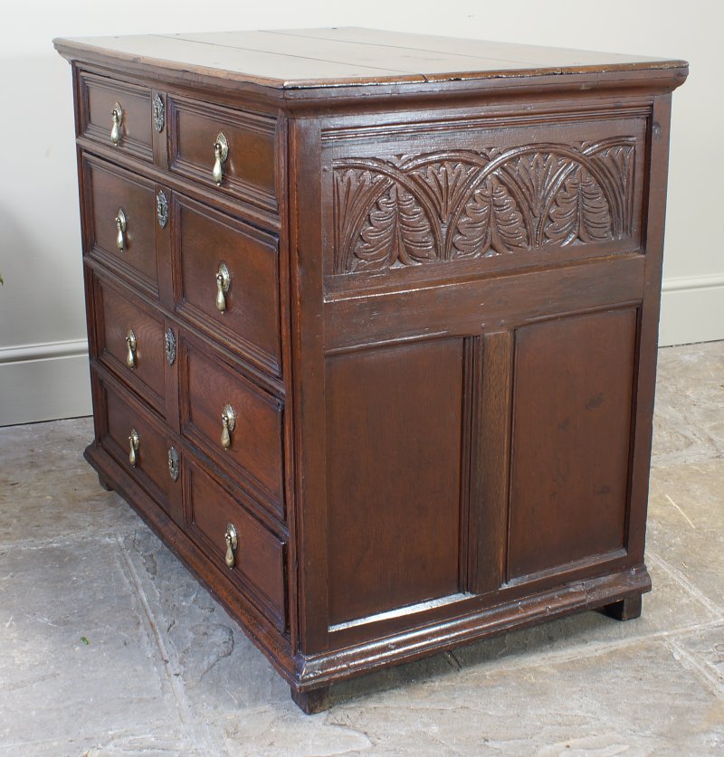 17th Century Moulded Oak Chest Of Drawers.