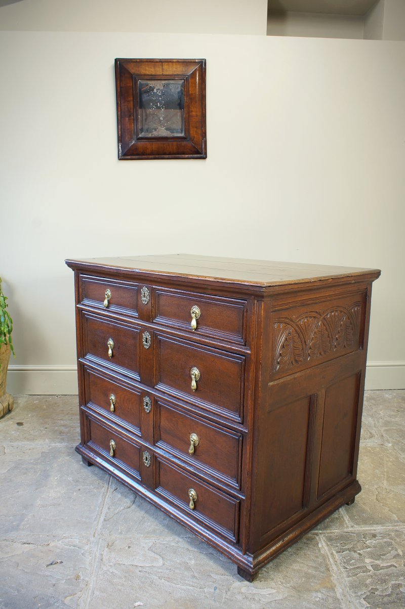17th Century Moulded Oak Chest Of Drawers.
