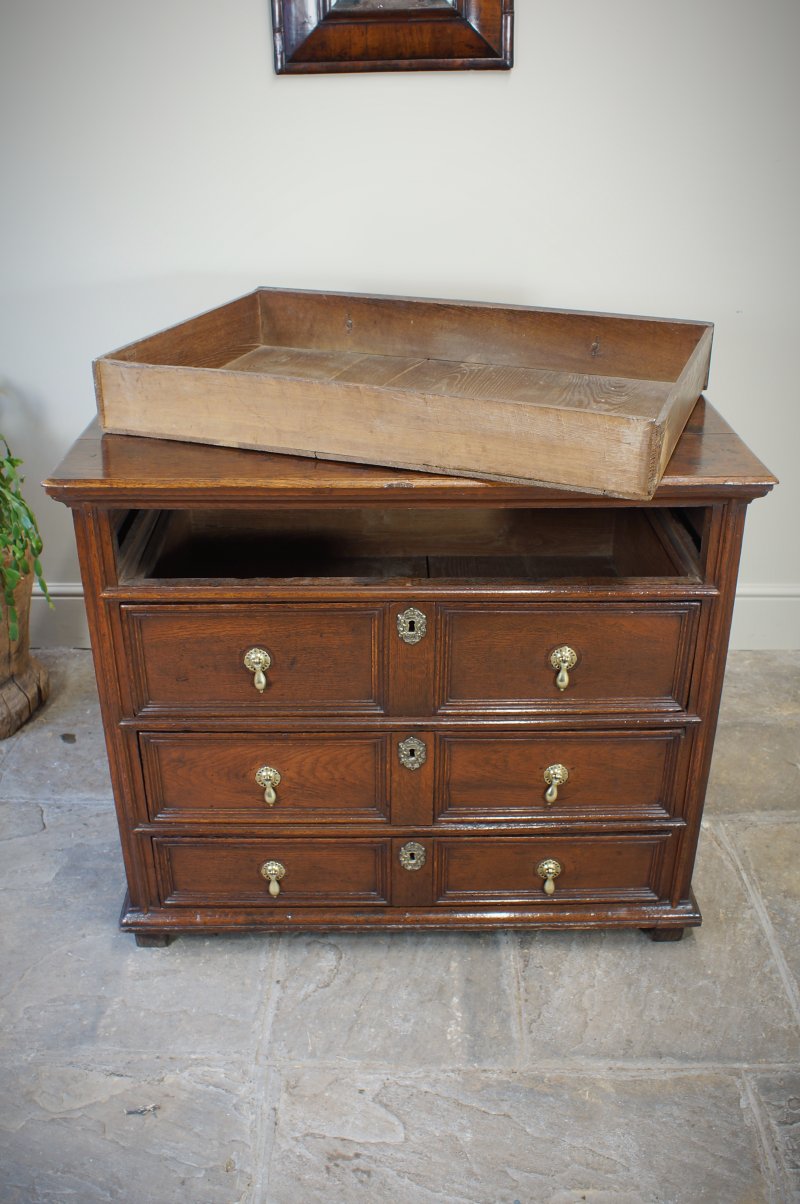 17th Century Moulded Oak Chest Of Drawers.