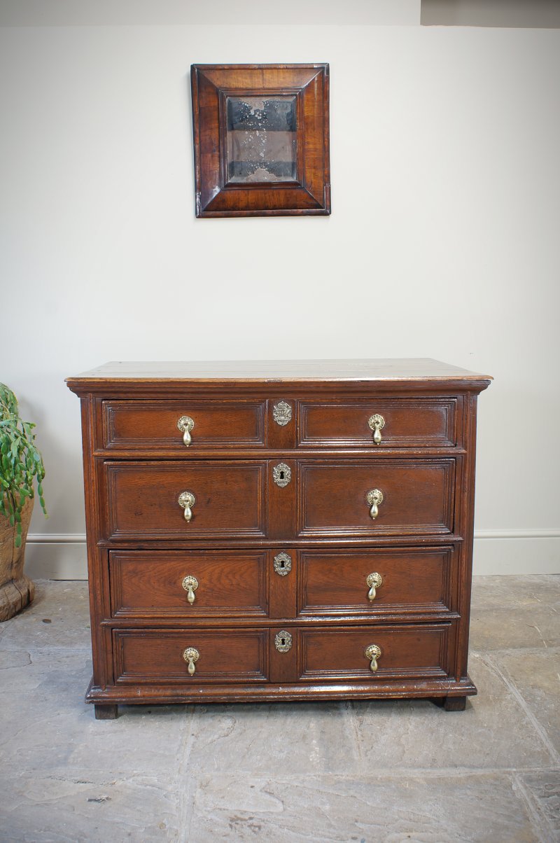 17th Century Moulded Oak Chest Of Drawers.