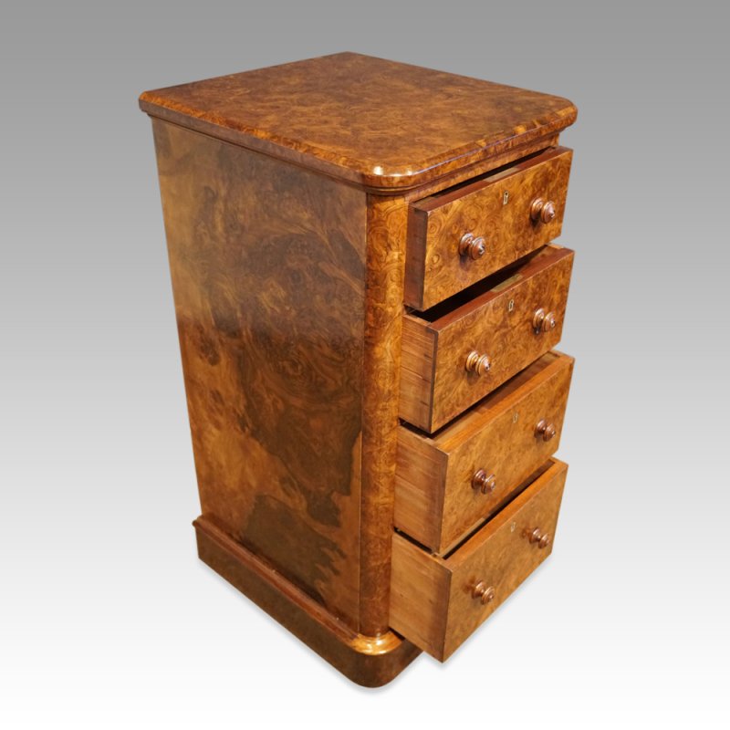 Victorian burr walnut pedestal chest