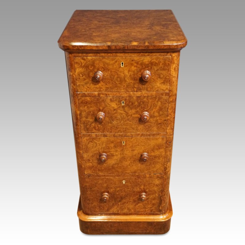 Victorian burr walnut pedestal chest