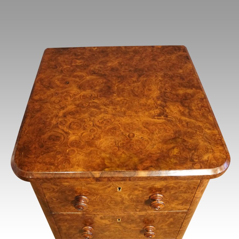 Victorian burr walnut pedestal chest