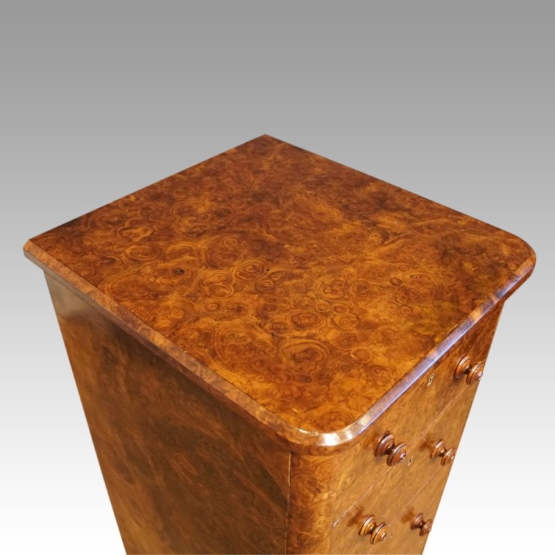 Victorian burr walnut pedestal chest