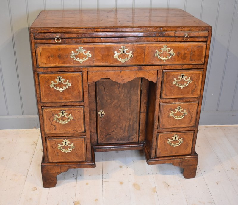 Kneehole Desk In Walnut And Burr Oak