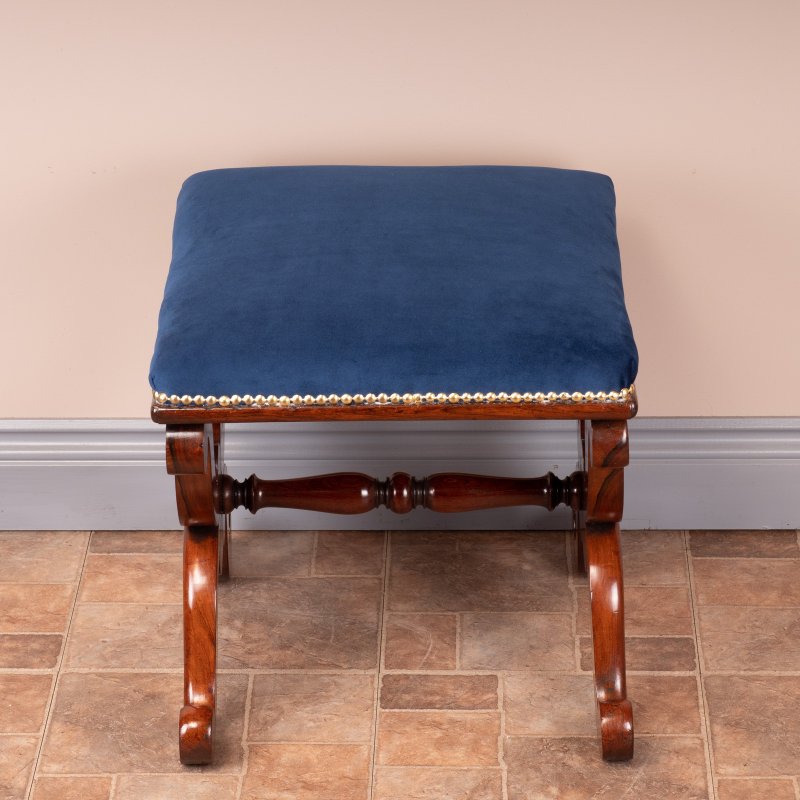 Good Quality 19thC X-Framed Rosewood Stool