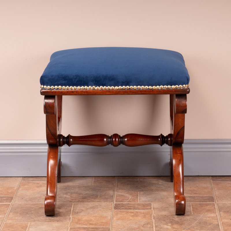 Good Quality 19thC X-Framed Rosewood Stool