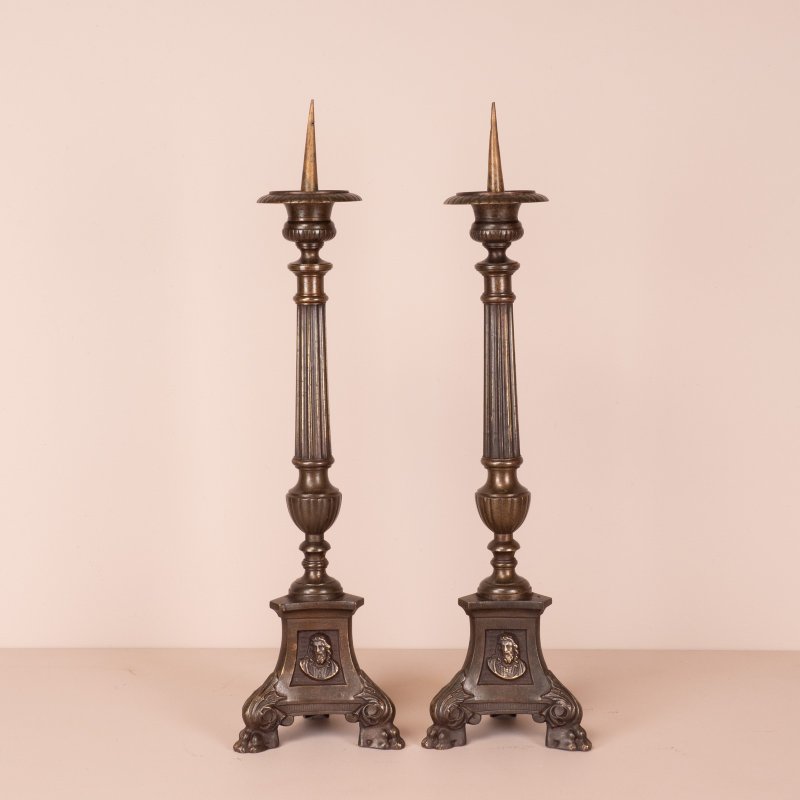 Pair of Brass Pricket Candlestick
