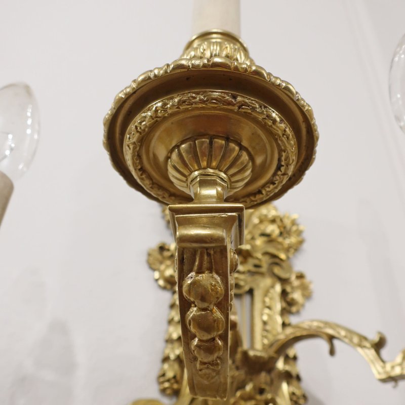 Pair of French Louis XIV Style Gilt Bronze Wall Lights
