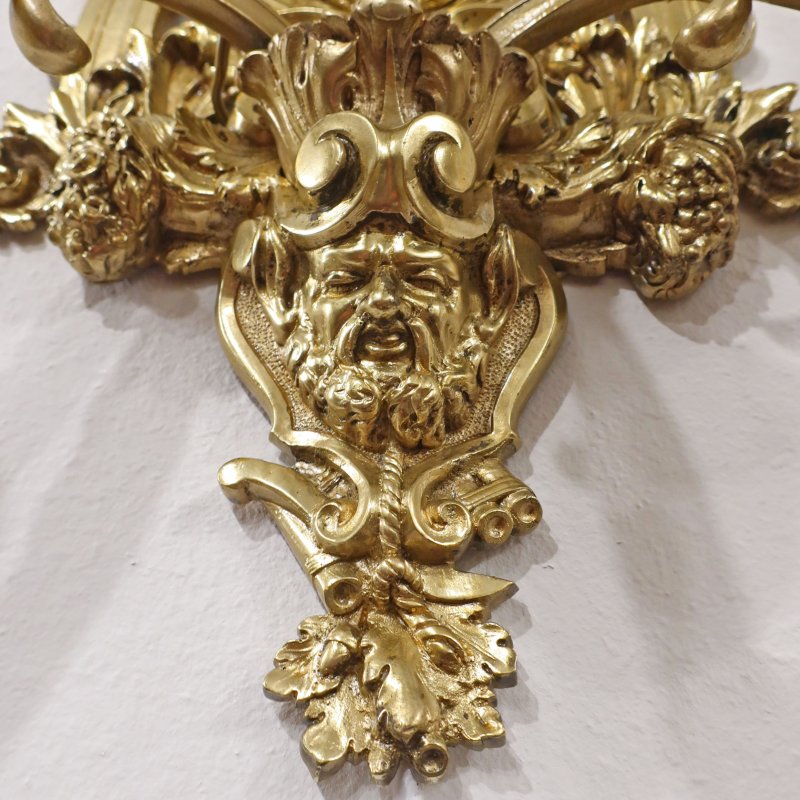 Pair of French Louis XIV Style Gilt Bronze Wall Lights