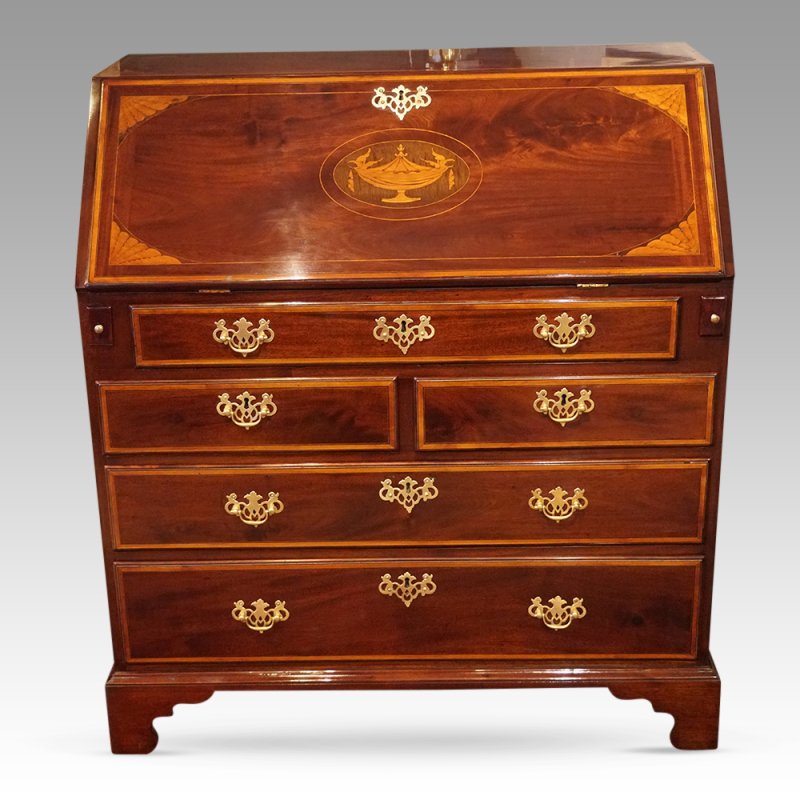 George III Inlaid Mahogany Bureau