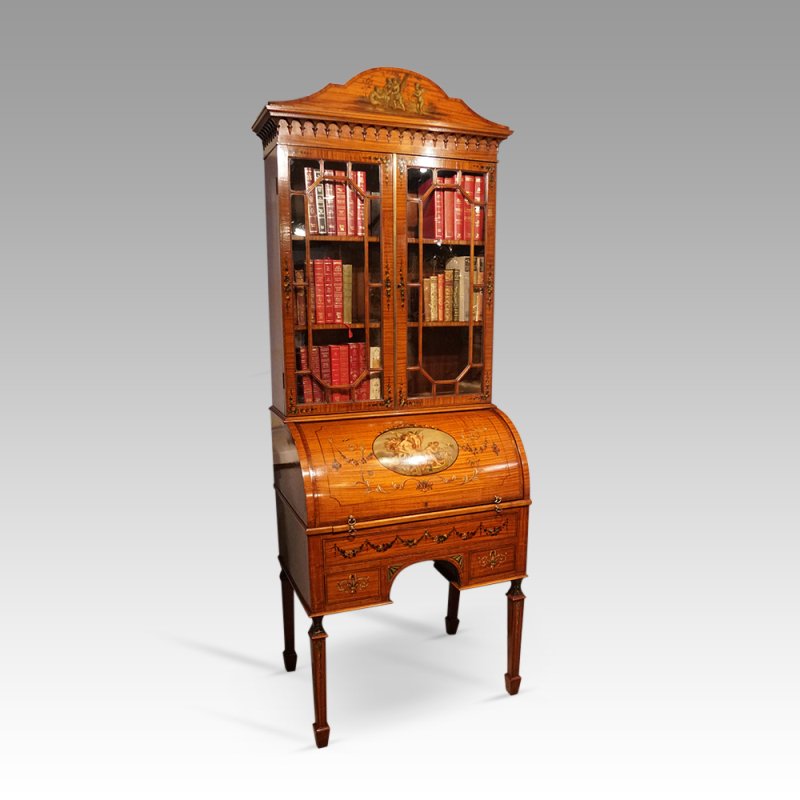 Edwardian painted satinwood bookcase