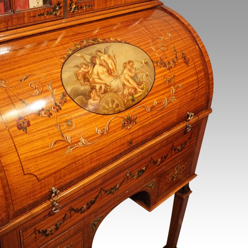 Edwardian painted satinwood bookcase