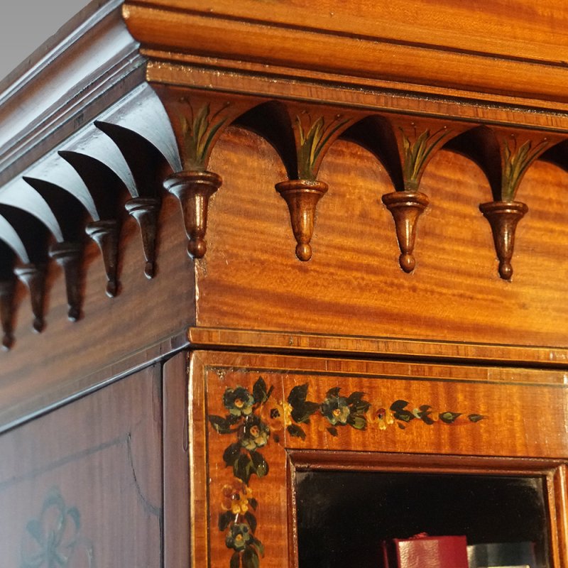 Edwardian painted satinwood bookcase