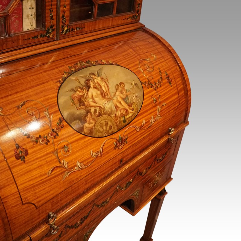 Edwardian painted satinwood bookcase