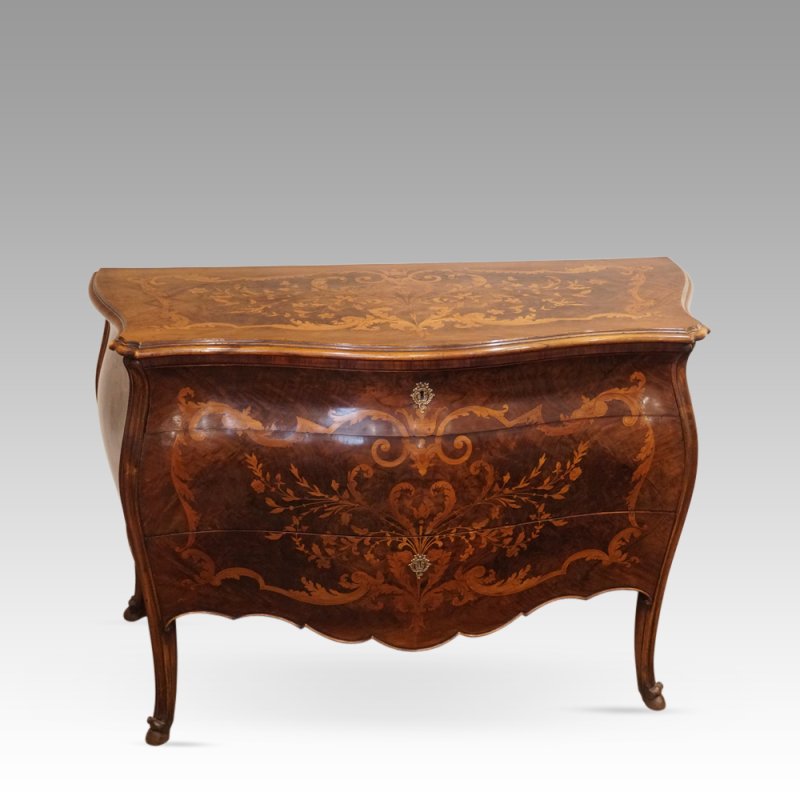 Marquetry Bombe Commode