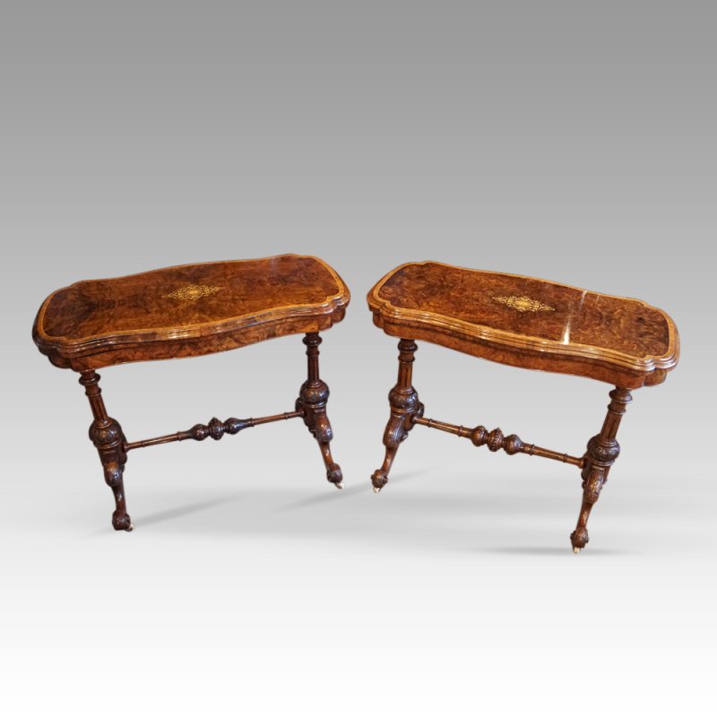 Pair Of Victorian Inlaid Walnut Card-tables