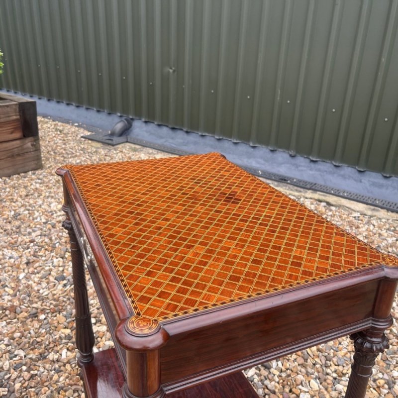 An Exhibition Quality Collingson & Lock Rosewood, Coromandel And Kingwood Inlaid Table