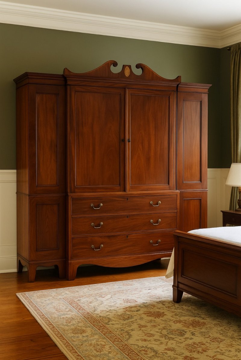 Georgian Mahogany Four Door Breakfront Wardrobe