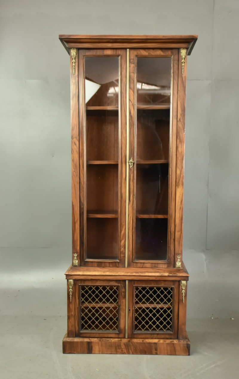 Victorian Walnut Bookcase Cabinet