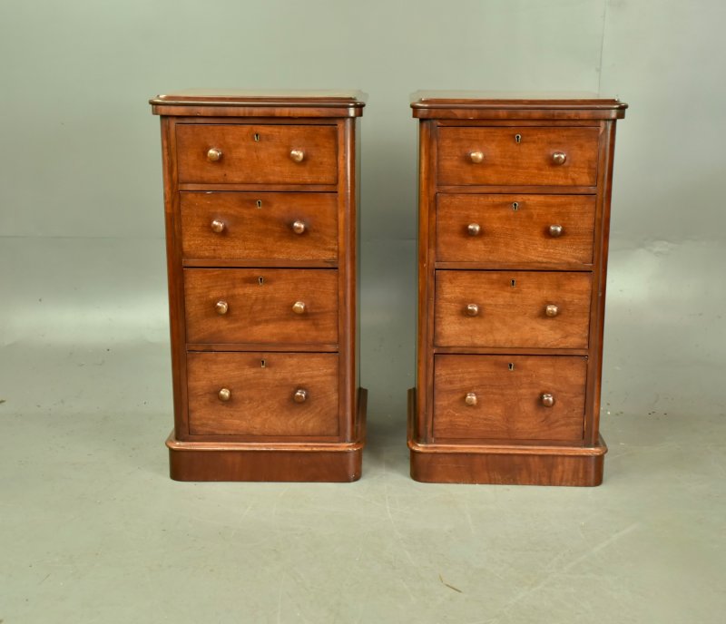 Pair Of Victorian Mahogany Bedside Chests Of Drawers
