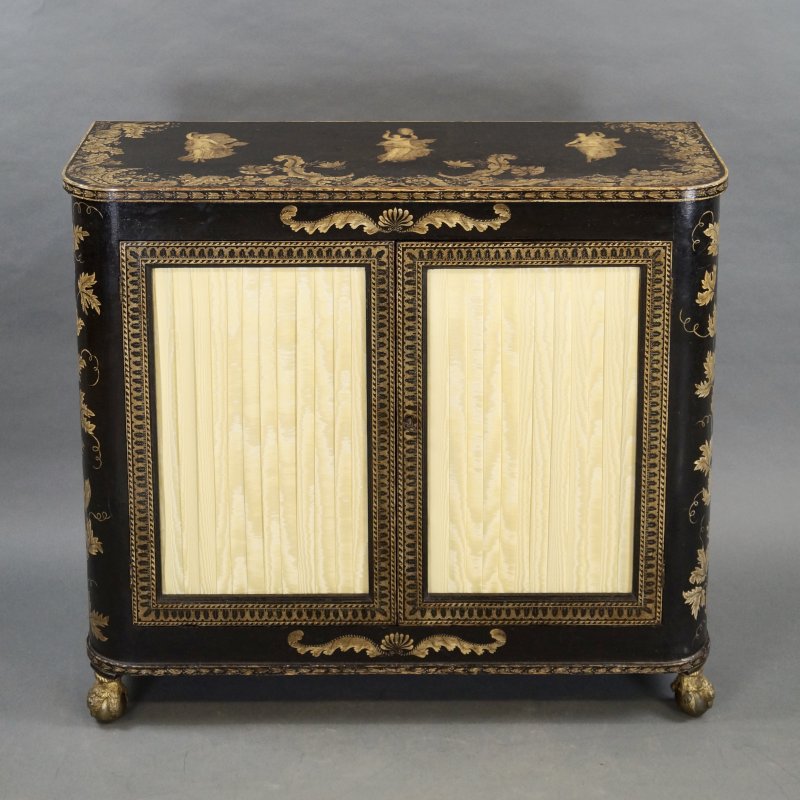 A Rare Regency Pen-Work Side Cabinet