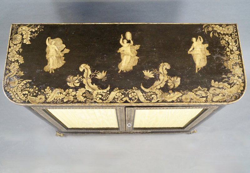 A Rare Regency Pen-Work Side Cabinet