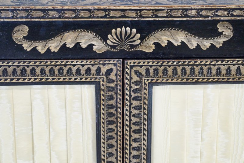 A Rare Regency Pen-Work Side Cabinet