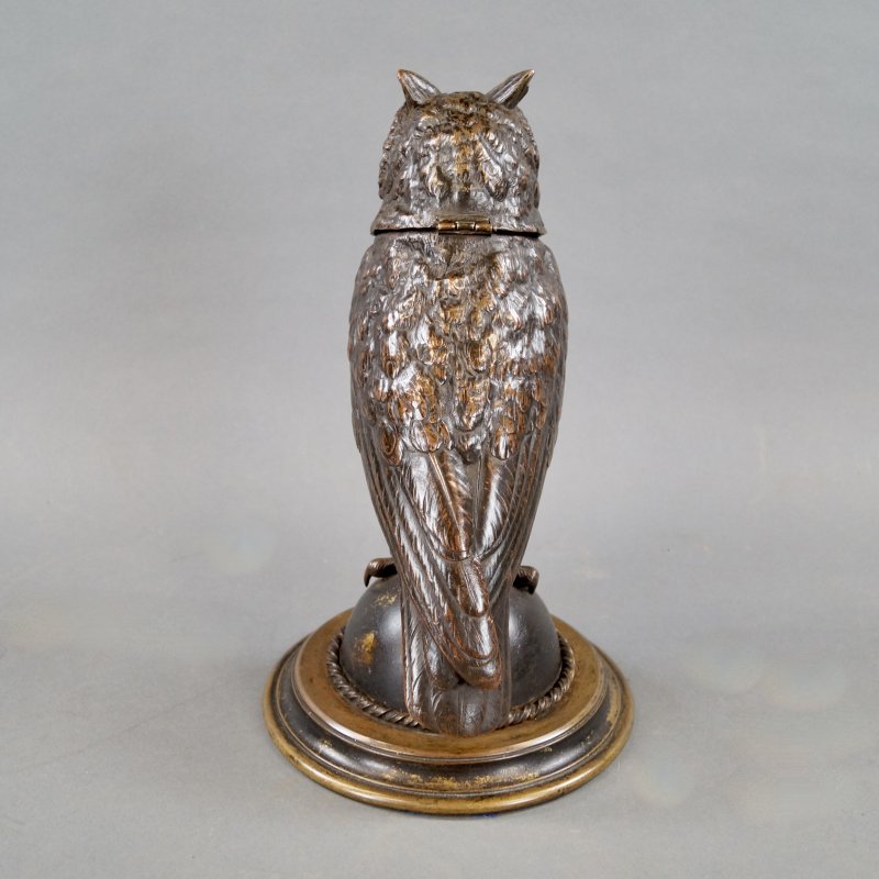 A Superb Bronze Owl Tobacco Jar