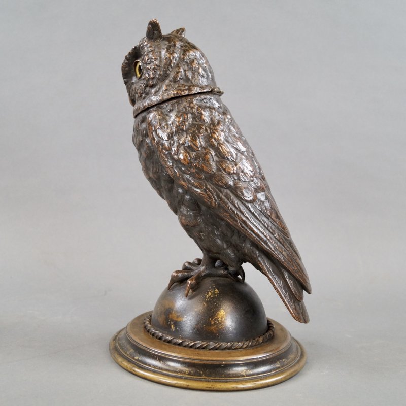 A Superb Bronze Owl Tobacco Jar
