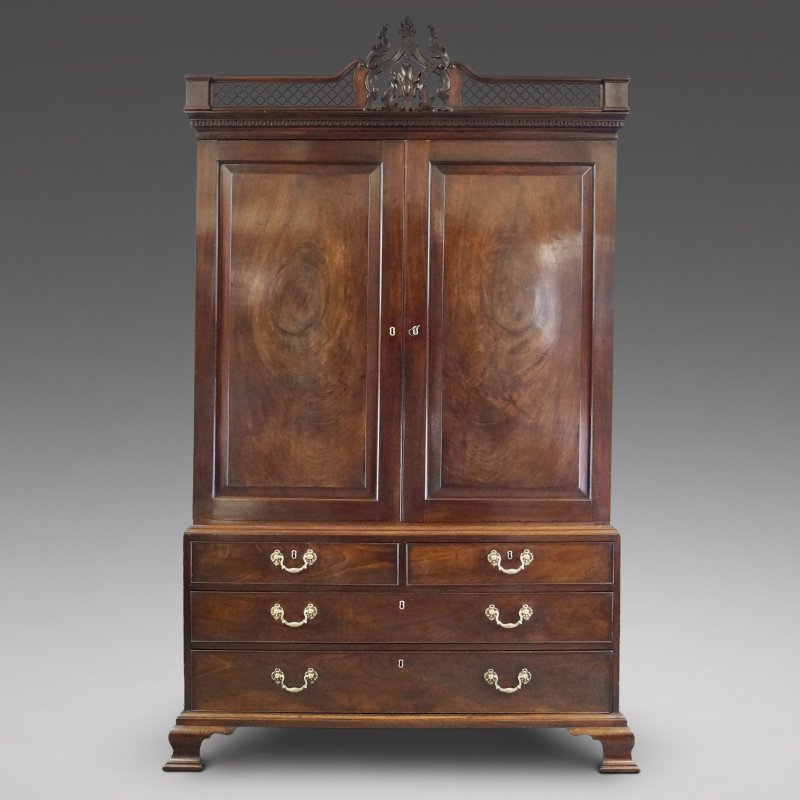 An Exceptional Chippendale Period Mahogany Clothes Press