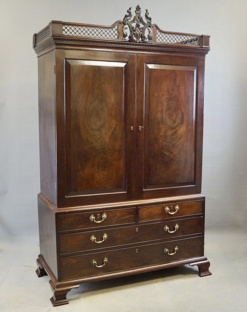 An Exceptional Chippendale Period Mahogany Clothes Press