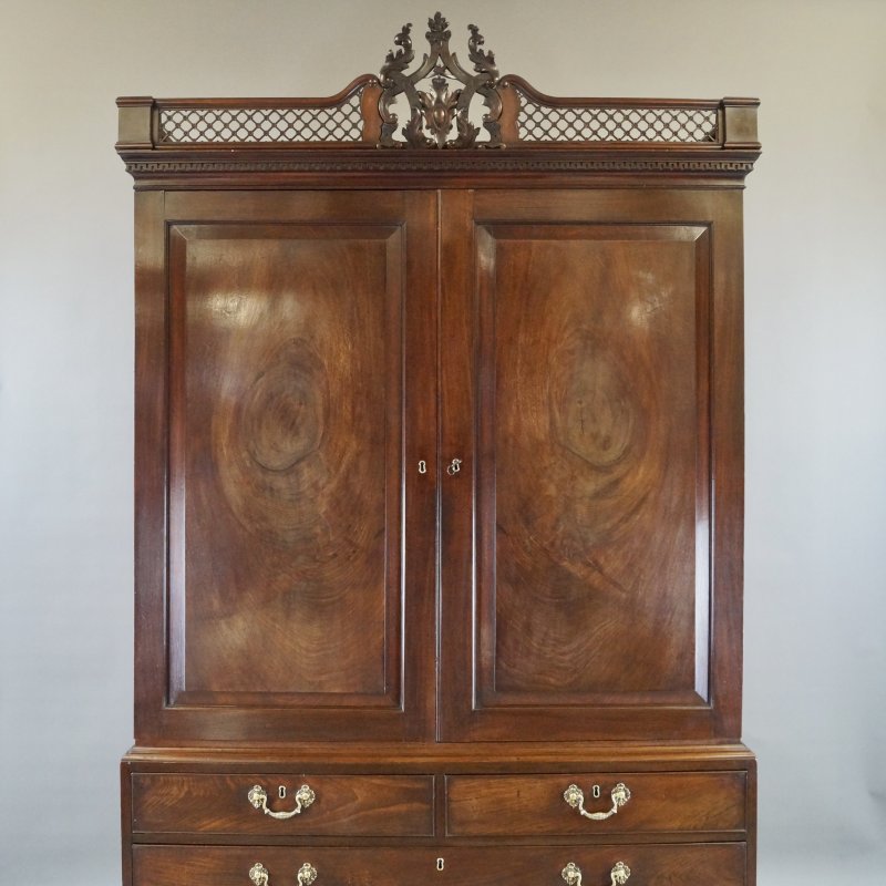 An Exceptional Chippendale Period Mahogany Clothes Press