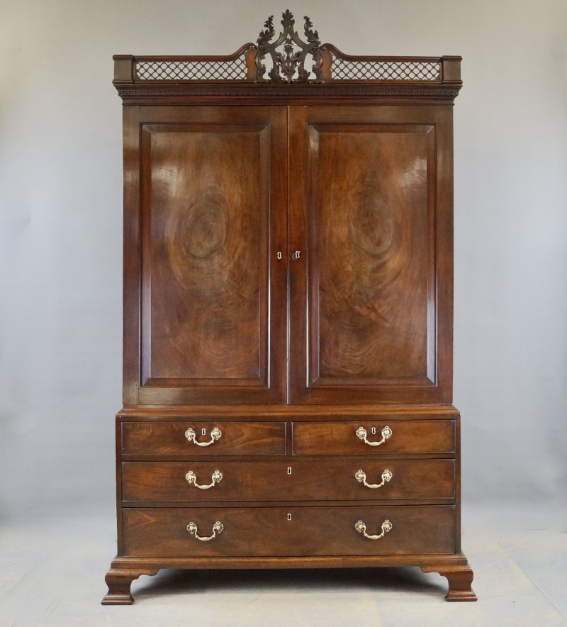 An Exceptional Chippendale Period Mahogany Clothes Press