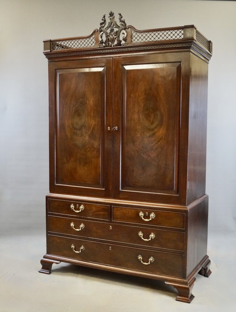 An Exceptional Chippendale Period Mahogany Clothes Press