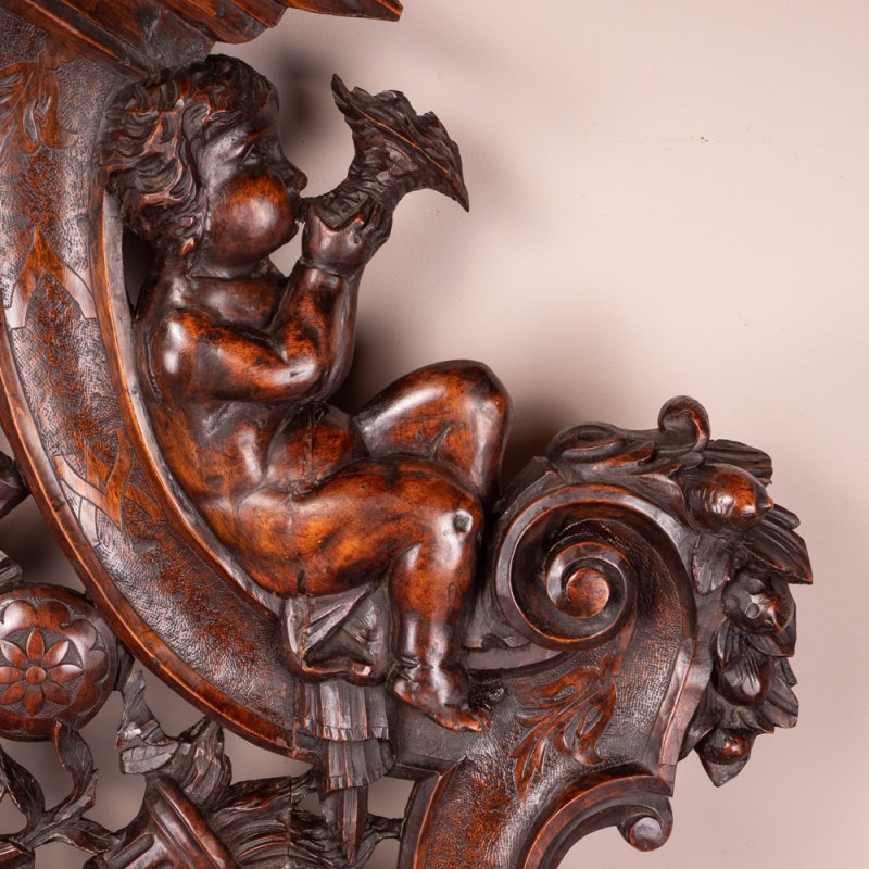 Italian Renaissance Revival Walnut Hall Bench