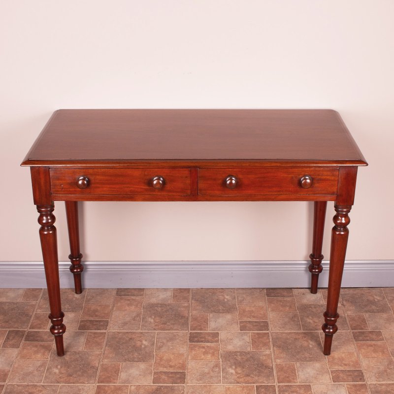 19thC Two Drawer Mahogany Side Table