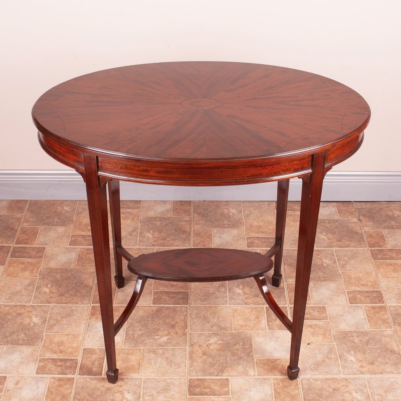 Edwardian Ebony Inlaid Mahogany Oval Occasional Table