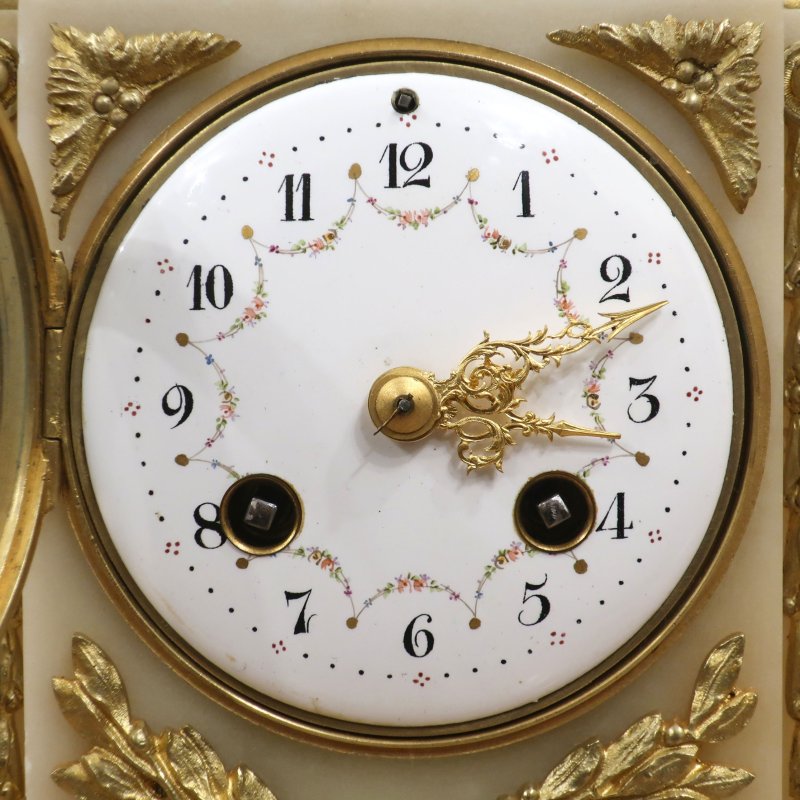 French Louis XVI Style Marble  Bronze Gilt Clock Set by Samuel Marti