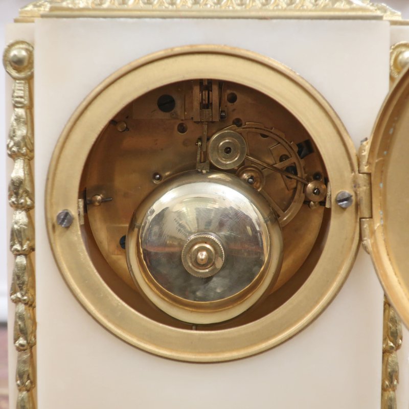 French Louis XVI Style Marble  Bronze Gilt Clock Set by Samuel Marti