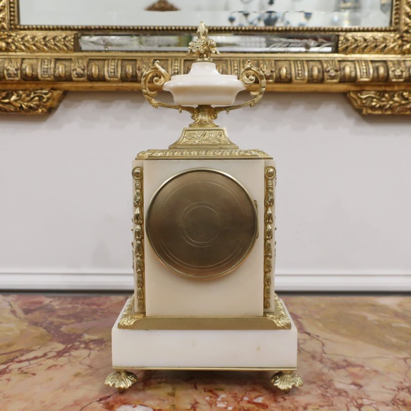 French Louis XVI Style Marble  Bronze Gilt Clock Set by Samuel Marti
