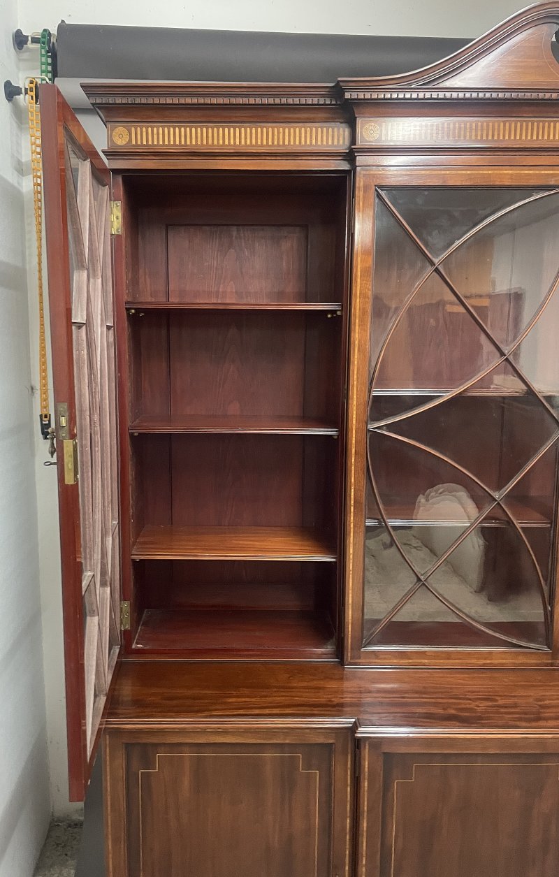 19th century Inlaid Mahogany Breakfront Bookcase