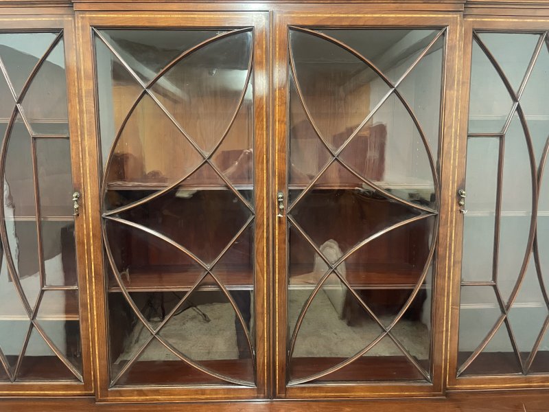 19th century Inlaid Mahogany Breakfront Bookcase